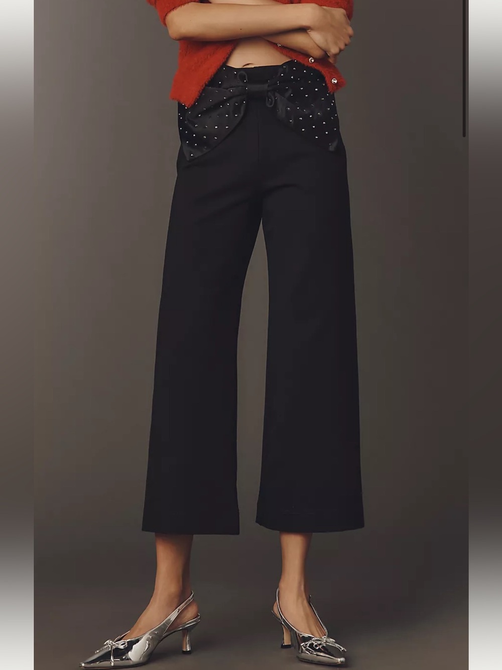 Maeve The Colette Crop Bow-Waist Sparkle Pants 32 NWT
